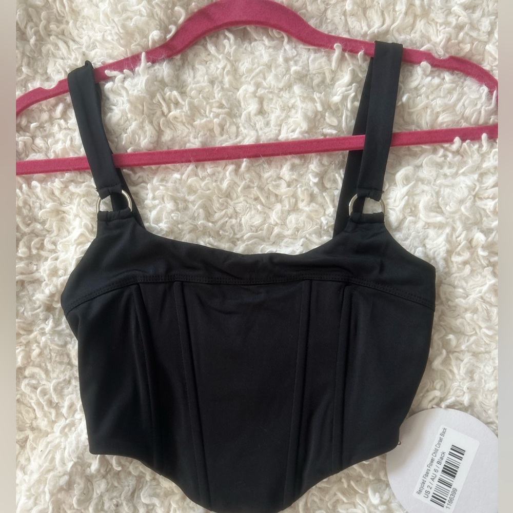 NWT Princess Polly Black Crop Top Size 2